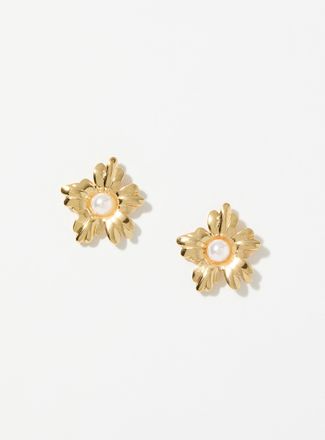 Simons Womens Pearl centre flower earrings