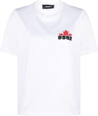 Dsquared2 Small Maple Leaf Logo Cool Fit White T-Shirt
