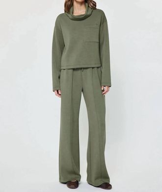 Current Air Cowl Neck Pullover Sweatshirt In Olive