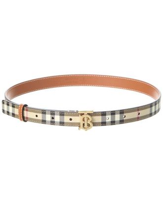 Burberry Check E-Canvas & Leather Belt