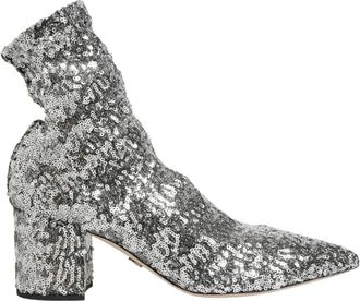 Dolce & Gabbana Korte laarsjes met halfhoge schacht - Dames - Laarzen met Hak - Grijs - 37 1/2 EU - Leer - Schoenen