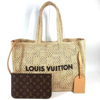 Louis Vuitton Natural Raffia Leather Handbag Shoulder Bag Tote Bag (Pre-Owned)