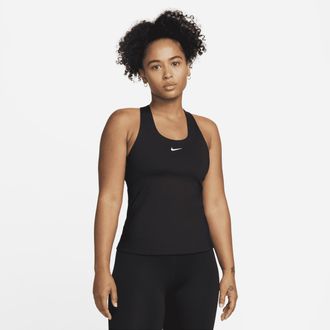 Nike Womens Swoosh Medium-Support Padded Sports Bra Tank Top in Black | DV9897-010