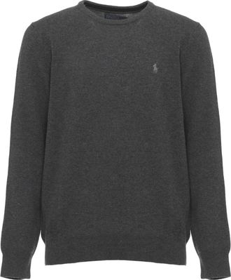 Ralph Lauren Klassieke wollen trui - Heren - Ronde hals truien - Grijs - M - Wol - Truien & Vesten