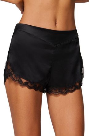 Simone Pérèle Love Me Lace Trim Silk Blend Shorts in Black at Nordstrom, Size X-Large