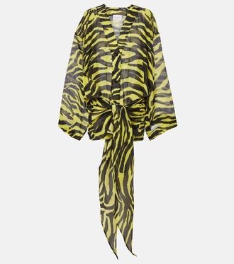 The Attico Animal-print cotton muslin minidress