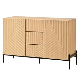 Urban Meuble Aparador de dise&ntilde;o en madera natural con frentes geom&eacute;tricos, 115,5 cm