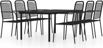 vidaXL Juego De Comedor De Jard&iacute;n 7 Piezas Negro Vidaxl