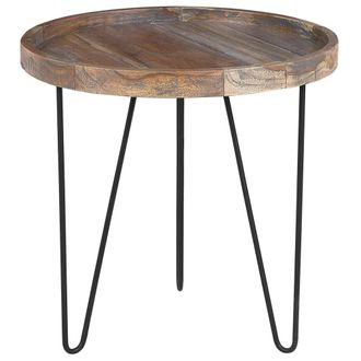Beliani Mesa Auxiliar De Madera Oscura Patas Negras 50 X 50 X 50 Cm Industrial R&uacute;stico Bondiss