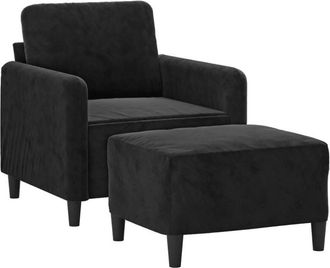 vidaXL Sill&oacute;n Con Taburete Terciopelo Negro 60 Cm Vidaxl