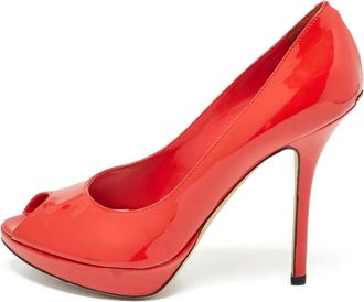 Dior Pumps con punta aperta in pelle verniciata 120 mm - Rosso