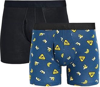 Saxx Underwear Droptemp Cooling Cotton Boxer Brief Fly 2-Pack Mens Underwear Safety First/Black : XL, Cotton/Elastane/Modal