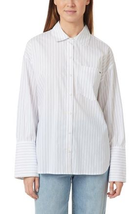 Habitual Oversize Stripe Poplin Button-Up Shirt in Bright White Stripe at Nordstrom, Size X-Small