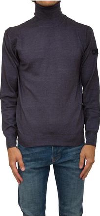 Peuterey Blauwe Gebreide Trui - Heren - Coltruien - Blauw - 2XL - Wol - Truien & Vesten