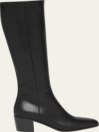 Gianvito Rossi Leather Block-Heel Knee Boots