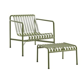 HAY Palissade Lounge Chair Low + Ottoman, olive