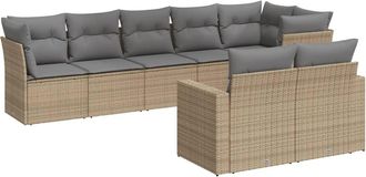 vidaXL Vidaxl - Juego De Sof&aacute;s De Jard&iacute;n Con Cojines Beige 8 Pzas Rat&aacute;n Pe