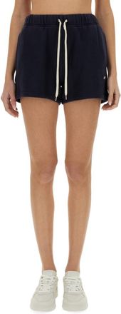 Autry Blue Cotton Solid Shorts