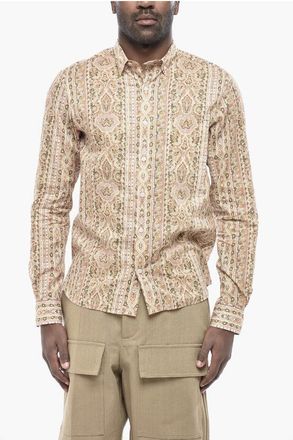 Valentino Cotton Button-Down Shirt with Anthemion Pattern size 43