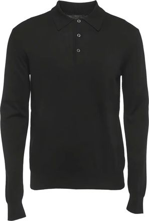 Prada Polo con colletto in maglia - Nero