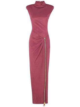 Balmain Dress Long Slit Zipped Compact Jersey