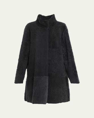 Lafayette 148 New York Stand-Collar Reversible Shearling Coat
