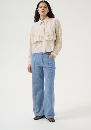 Karen by Simonsen Overhemd met lang mouwen Baggy fit Simply Taupe beige