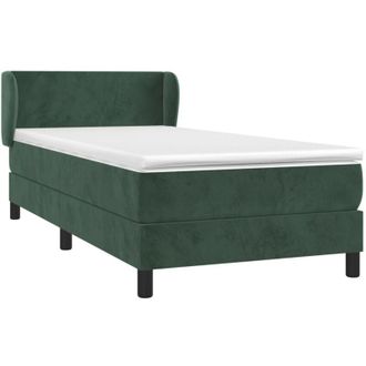 vidaXL Cama Box Spring Con Colch&oacute;n Terciopelo Verde Oscuro 80x200 Cm Vidaxl