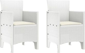 vidaXL Silla de Jardín 2 pcs Blanco 53 x 49 x 85 cm pp Vidaxl