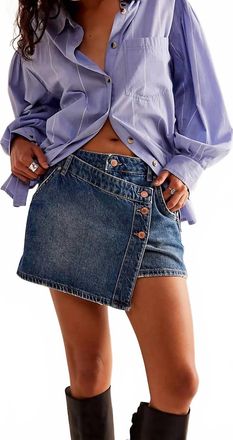 Free People Wynne Denim Mini Skirt In Blue