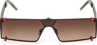 Christian Louboutin 140mm Oversize Shield Sunglasses in Bronze /Horn Brown Effect at Nordstrom