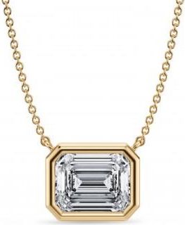 Allurez Emerald Lab Diamond Solitaire Pendant Necklace 14K Yellow Gold (3.00ct)