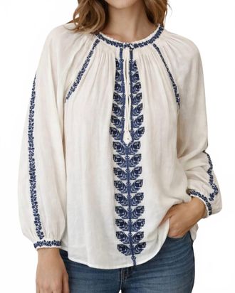 Isabel Marant Lena Blouse Top In Ecru/blue