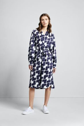 Bugatti Blusenkleid BUGATTI, Damen, Gr. 38, Normalgr&ouml;ssen, blau (marine), 100% Baumwolle, normal, Kleider Blusenkleid, mit grafischen Prints