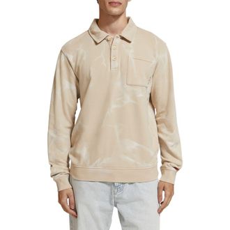 Scotch & Soda Washed Polo Collar Sweatshirt in Medium Beige at Nordstrom Rack, Size Small
