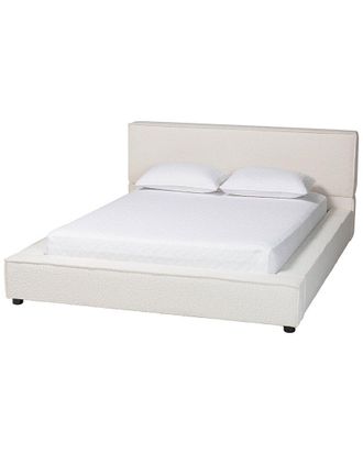 Baxton Studio Bardia Modern Boucle Queen Platform Bed with Wide Railing