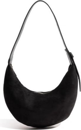 Generic Suede Crescent Shoulder Bag Women Tote Bag Satchels Crossbody Purse Top-handle Travel College Work Tote Handbag Vintage Purse (Black)