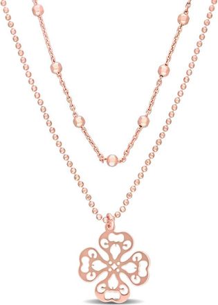 Amour 2-Strand Ball Bead Chain Necklace In Rose Plated Sterling Silver, 19 In