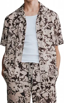 Agnona Floral Camp Collar Shirt In Brown