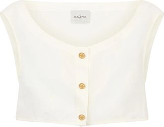 Le Kasha Tamra Short Top - Dames - Tops zonder mouwen - Wit - M - Katoen - Tops