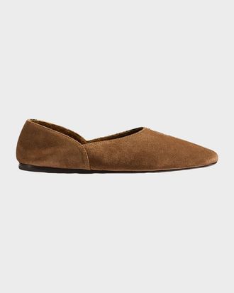 Khaite Jane Mixed Leather Ballerina Flats
