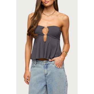 Edikted Nikita Strapless Cutout Top in Gray at Nordstrom, Size X-Small
