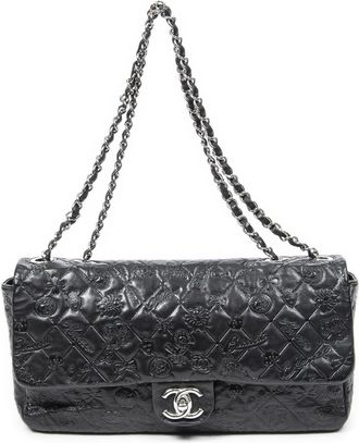 Chanel Pre-owned Womens Lucky Symbols Jumbo Single Flap Shoulder Bag - Black - One Size