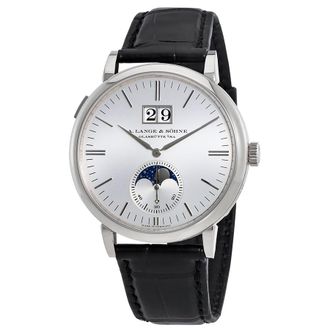 A. Lange & S&ouml;hne Pre-owned A. Lange & Sohne Saxonia Moon Phase Silver Dial Mens Watch 384.026