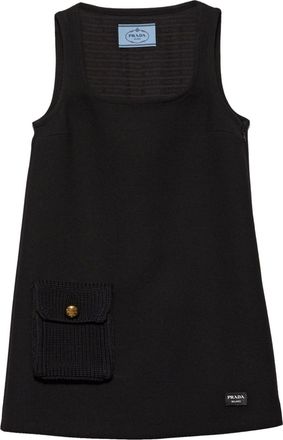 Prada Natté mini dress - women - Virgin Wool/Viscose/Lambskin - 38 - Black