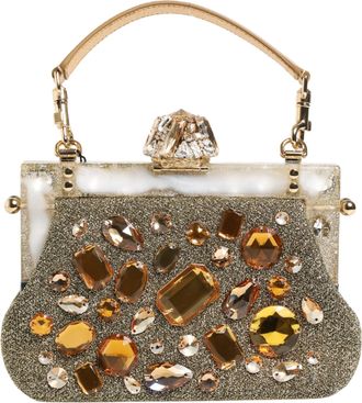 Dolce & Gabbana Gold Vanda Crystal Evening Clutch Shoulder HandWomens Womens Bag (Pre-Owned)