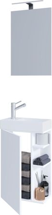 ebuy24 Ebuy24 - Set Vcm De 3 Piezas Lavadero Para Invitados Wc Ba&ntilde;o De Invitados Wc Lavabo Con Espejo Muebles De Ba&ntilde;o Set De Ba&ntilde;o - Lumia (blanco)