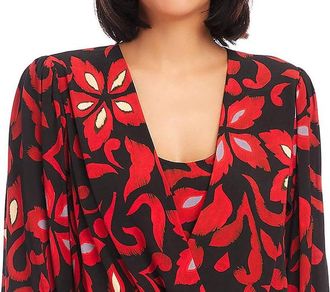 Karen Kane Printed Crossover Top Red
