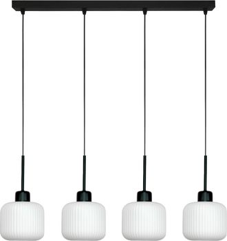 OEM L&aacute;mpara De Techo Colgante Negra Con Pantalla De Cristal Blanco, Beka Bianco 14-961