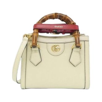 Gucci Pre-owned Diana Leren Handtas - Dames - Pre-owned - Beige - Maat: ONE Size Leer